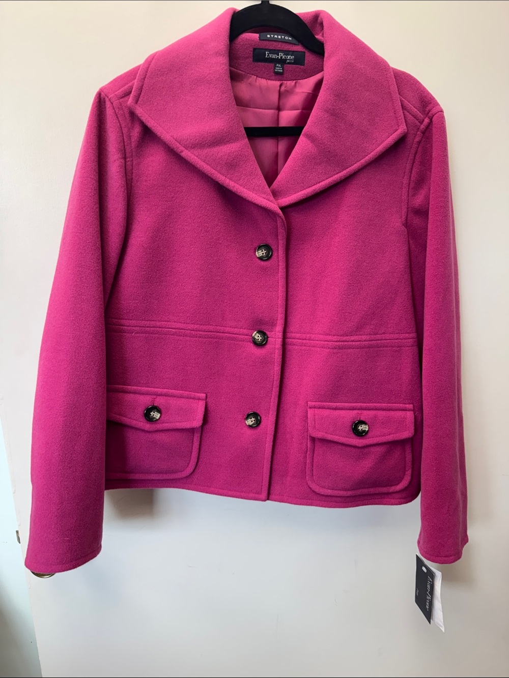 Evan Picone Bright Pink Wool-Blend Tailored Blazer